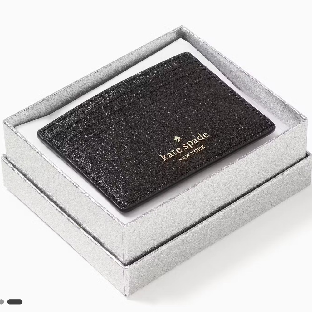 Kate Spade Black Glitter Card Holder